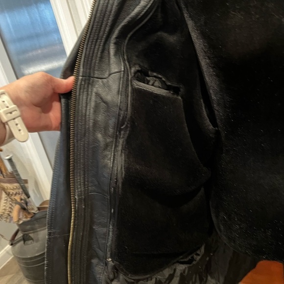 Oscar Piel Leather Jacket Women XL Black Belted Zip Removable Sherpa Lining - Picture 7 of 14